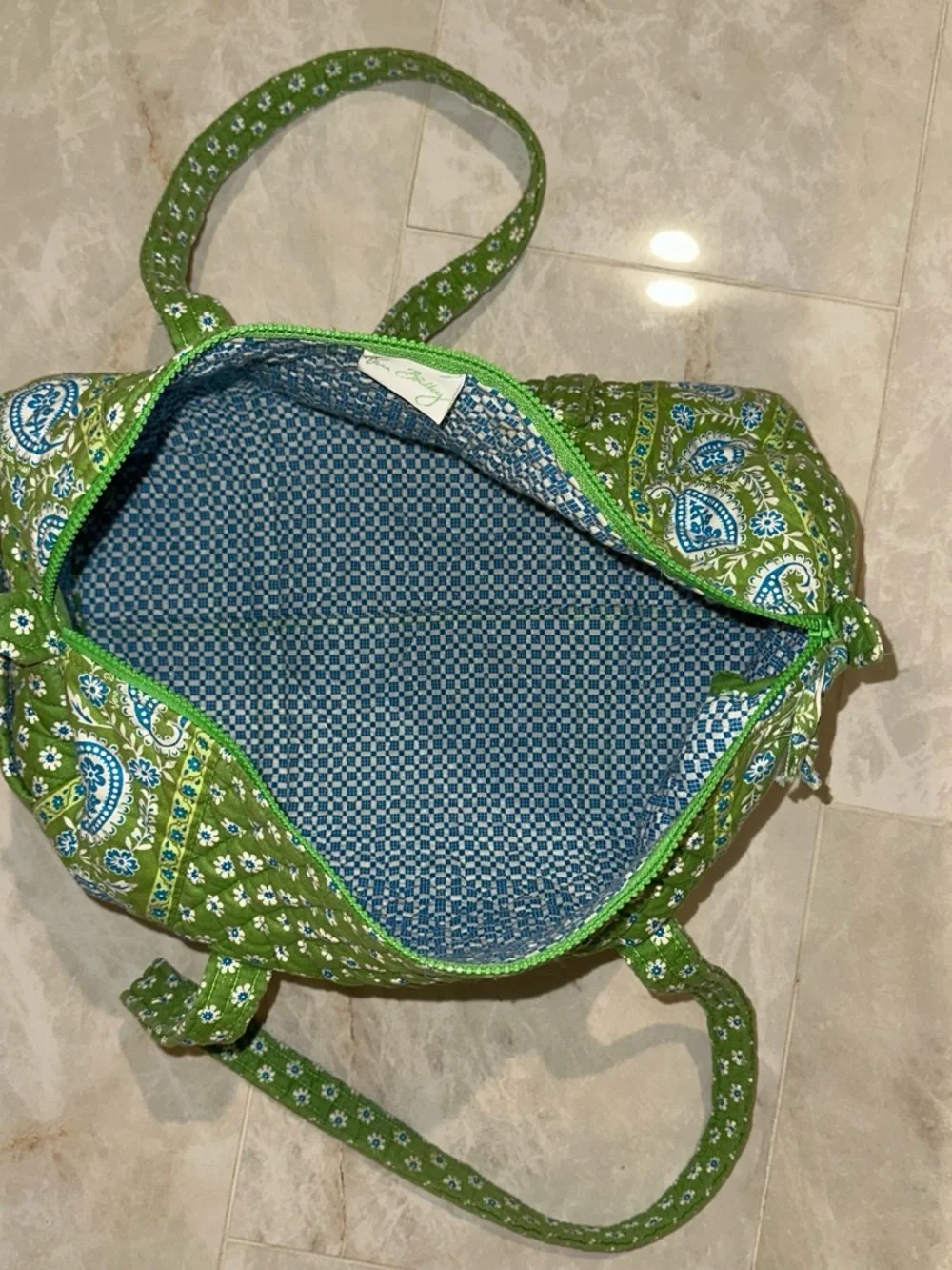 Vera Bradley Green Quilted Floral Paisley Tote